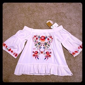 Women’s off the shoulder embroidered top